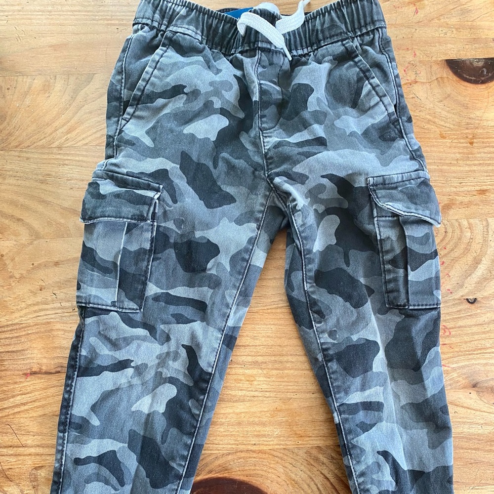 Boys black camo cargo pants